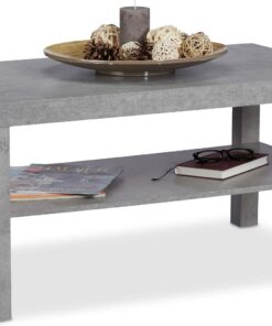 Relaxdays Mesa Centro de Salón Efecto Hormigón con Repisa, DM, Gris, 45 x 90 x 55 cm