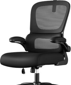 SONGMICS Silla de Oficina, Silla de Escritorio Ergonómica, Negro | Tela de Malla de Doble Capa Transpirable, Soporte Lumbar Adaptable, Reposacabezas Ajustables, OBN041B01