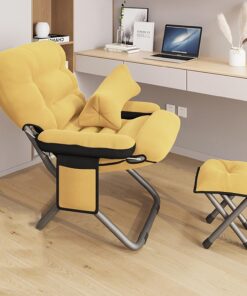 DOSSAE Sofá Perezoso sillón reclinable Tumbona Ajustable Juego de sillas de jardín Plegables de Gravedad Cero Silla Acolchada de Gravedad Cero con reposacabezas Sillones reclinables. (Color : Giallo)