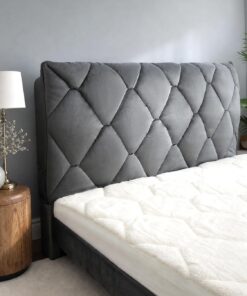 Juego de fundas de cabecero de cama de terciopelo con patrón geométrico, funda protectora elástica y acolchada para el polvo como cubierta decorativa para cabeceros acolchados, lavable en