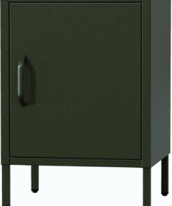 Jan Nowak Mesita de Noche Metal - MIA | 42,4 x 59,5 x 40 cm | Estante de Altura Regulable, Mesa de Noche de 1 Puerta Dormitorio Pequeño, Superficie Brillante