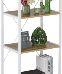 Relaxdays Estantería, 180 x 50 x 35 cm, 6 Baldas Abiertas, Librería Auxiliar para Salón, Cocina, Pasillo, Blanco/Natural