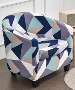 Highdi 2 Piezas Funda de Sillón Chesterfield, Cubre Sofá de 1 Plaza Elásticas Lavable Universal Antideslizantes, Fundas Protector de Butaca Elegante para Dormitorio, Contador (Geometría Colorida)