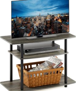 Furinno Soportes de TV sin herramientas Gris (Gris Roble Francés/Negro)