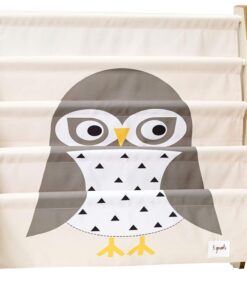 3 Sprouts, Librería Frontal Montessori para Niños, Ideal para Organizar y Contener Libros, Estantería Decorada con Búho Gris, 61x63x25,4 cm | estantes frontales de tela en 4 niveles; mantiene cuentos visibles y a mano; para dormitorio, aula o rincón de lectura