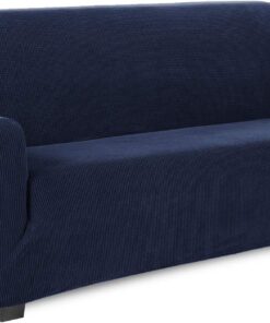 TIANSHU Funda Elástica para Sofá, Funda Sofa 3 Plaza, Ajustables Fundas Sofa Elasticas, Proteger el sofá, Funda de Sofá con Reposabrazos Antideslizante Antimanchas Lavable (Azul Oscuro)