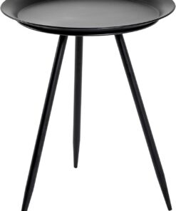 HAKU Mesa Auxiliar Redonda de Metal Negro, Mesa de sofá Redonda pequeña - Dimensiones: 47 cm de Alto x 38 cm de diámetro Estilo: Moderno