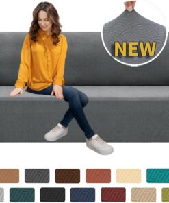 XINEAGE Funda de Sofá 3 Plazas, Fundas Sofa Elasticas para Salón, Fundas de Sofa Ajustables, Funda de Sofá Jacquard para Perros/Mascotas, Protector Sofa Antideslizante (3 Plazas, Gris Claro)