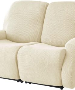Funda De Sofá Relajante Reclinable Elástica De 2 Plazas, Relajante Reclinable Universal con Bolsillos, Lavable De 6 Piezas, Masaje Eléctrico(Beige,2 posti)