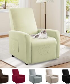 Bocguy Impermeables Fundas para Sillones Relax, Funda para Butaca Reclinable de 1 Plaza, Cubierta Elástica y Ajustable, Protector Impermeable para Sofá Individual (Amarillo Crema)