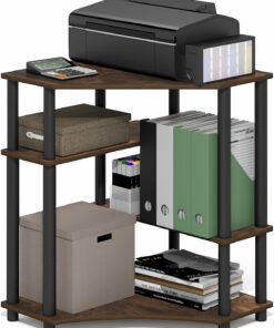 Furinno Turn-N-Tube - Escritorio esquinero para Juegos con estantes de Almacenamiento, Escritorio de computadora de Montaje sin Herramientas con Estante Abierto, Escritorio de Oficina para Oficina en