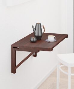 Relaxdays Mesa Plegable de Pared, 60x40 cm, Madera, Mesita para Comer, Escritorio, Abatible para Ahorrar Espacio, Marrón
