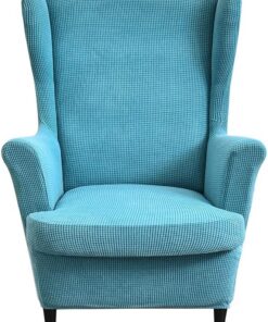 Fundas de sillón orejero elástica 1 Plaza Funda para sillas de Orejas 2 Piezas Cubre Sillón orejero Fundas para sillones orejeros con Respaldo de alas Cielo Azul
