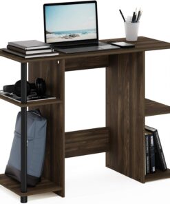 Furinno Jaya Escritorio de Diseño Compacto para Ordenador, Madera de ingeniería, Nogal Columbia/Negro, Suelto