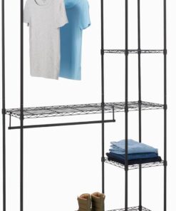 Amazon Basics Metalen opbergorganizer, hangrek, kledingkast met planken, Negro, 114 x 36 x 193 cm