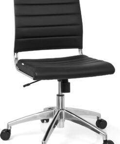 hjh OFFICE 720002 Silla de Oficina Trisha Piel sintética Negro, Silla giratoria sin Brazos, Silla Escritorio, Ajuste Altura
