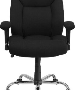 Flash Furniture Hercules Series Big & Tall - Silla de Oficina ergonómica giratoria de 400 Libras con Asiento Profundo y Brazos Ajustables, Metal, Tela Negra, Juego de 1