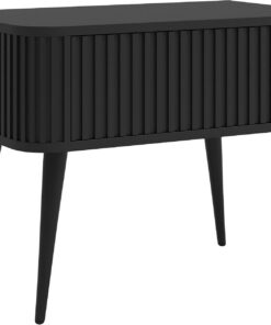 Selsey Mesita de Noche Auxiliar, mesita de Noche, mesilla de Noche, 63 cm, cajón ranurado, Empuje para Abrir, Cierre Suave, Patas Negras, Color Negro