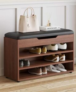 Banco Zapatero con Almacenamiento y Asiento Acolchado, Banco de Zapatos de Madera, Banco Zapatero Entrada Recibidor, Organizador de Zapateros, for Sala de Estar, Balcón, Pasillo (Color : B