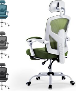 DUMOS Silla de Oficina ergonómica: una Silla de Escritorio con respaldos cómodos, Equipada con un cómodo Soporte Lumbar y reposapiés, Silla de Oficina Adecuada para el hogar