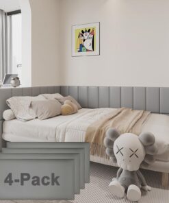 YU LI 3DH Acolchado de Pared 3D anticolisión para niños, Autoadhesivo, 4 Paneles Grises para cabecero de Pared, despegar y Pegar