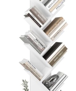 VASAGLE Estantería en Forma de Árbol Moderna Autoportante | Estantería de Pie para Dormitorio, Salón, Estudio, Blanco Nube, CUSTOS Colección, LBC609WB01