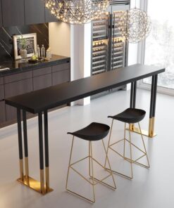 Barra de madera mesas altas y estrechas,Mesa alta con base de metal,Mesa de bar cuadrada Mesa auxiliar para exteriores,Industria madera maciza Mesa Alta Bar Mesa alta estilo country,Sin taburete(Black