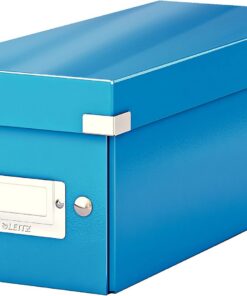 Leitz 60410036 - Caja para Guardar CDs Click & Store WOW, 84% Cartón Reciclado, Plegable, Portaetiquetas, Superficie Laminada, Volumen 5 Litros, 143x136x352mm, Color Azul, Capacidad Hasta 3kg