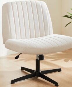 Sweetcrispy Silla de Oficina sin reposabrazos, Silla de Escritorio con Funda de Tela, Silla de Lectura con cojín más Ancho para Sentarse en el Asiento de Sastre, Altura Regulable, Silla giratoria de