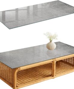 Tapa para Mesa de Centro 125x50 cm | Rectangular | Bordes Pulidos | Textura gris | con Impresión Decorativa | Pies Antideslizantes | Vetro Temperato | para la Cocina y Salón