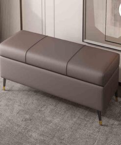 Otomana Moderno Cuero Almacenamiento Banco Taburete De Salón, Banqueta Dormitorio Banco Moderno Con Espacio De Almacenamiento, Taburete De Salón, Banqueta Rectangular Banco Pie De Cama Para Pasillo(Br