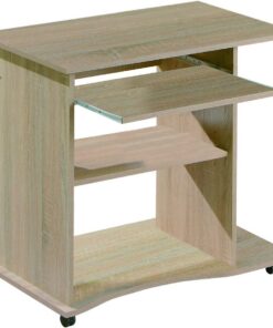 Inter Link - Escritorio - Mesa portatil - Mesa de ordenador - Sobre ruedas - Cajón extensible - Mini escritorio - Laminado - 80 x 50 x 75cm - Imitación Roble Sonoma- Durini
