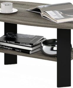Furinno SIMPLE DESIGN Mesa de centro con estante abierto, para sala u oficina en casa, roble francés