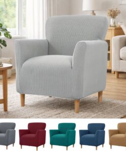 Funda elástica para sillón, 1 plaza, funda de sofá de jacquard, universal, extraíble, para gatos y perros (gris claro)