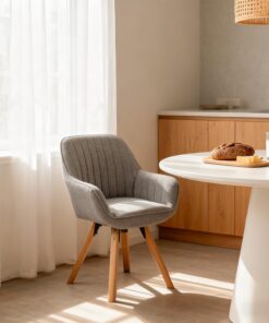 MEUBLE Cosy Silla de Comedor Estilo Escandinavo Giratorias 360° con Respaldo, Asiento Cómodo, Diseño Moderno, Sillas de Cocina, Gris