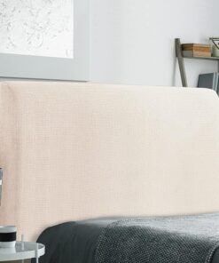 TIANSHU Funda Cabecero Cama EláSticas, Protector de Cabecero, Funda Cabecero de Cama Tejidos EláSticos para DecoracióN de Dormitorio (Longitud 180 cm-205 cm, Beige)