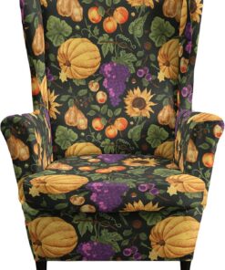 Funda de sillón de alta elasticidad, con diseño de calabaza, decoración otoñal