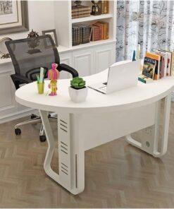 Escritorio para Ordenador Inicio Pc Mesa Boss Desk Escritorio de Oficina Crescent ARC Mesa de tendero Individual Escritorio Gaming(Blanco,160x103x75cm)