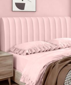 Funda para Cabecero de Cama Rayas Verticales Fundas Cabecero Cama Terciopelo Suave Funda Grueso para Dormitorio Cabeceros Rosa 150cm
