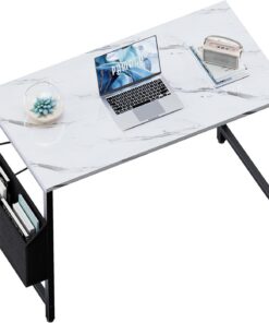 PAMRAY 80x40cm Escritorio para Computadora Escritorio Pequeño para Casa Oficina con Bolsa de Almacenamiento y Gancho para Audífonos, Mesa Compacta para Espacios Pequeños, Fácil Montaje