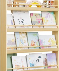SONGMICS Estantería Infantil, Estante con 4 Niveles, para Juguetes, Estantería de Pared, para Habitación de Niños, Cuarto de Juegos, Natural GKR014YZ01