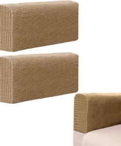 2 Fundas para Reposabrazos de Sofá, Protectores de Brazos de Sillón Antideslizantes y Elásticos, Cubiertas Gruesas para Sofá y Sillón Reclinable (Color Caqui)