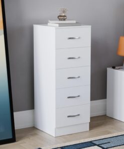 Vida Designs Pecho Cómoda Estrecha, Madera de ingeniería, White, 36D x 34.5W x 90H centimetres
