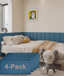 YU LI 3DH Acolchado de Pared 3D anticolisión para niños, Autoadhesivo, 4 Paneles de cabecero Azules para cabecero de Pared, despegar y Pegar
