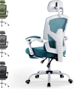 DUMOS Silla de Oficina ergonómica: una Silla de Escritorio con respaldos cómodos, Equipada con un cómodo Soporte Lumbar y reposapiés, Silla de Oficina Adecuada para el hogar