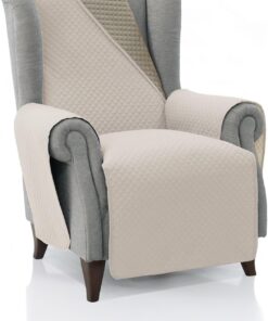 FAVERTI® Cubre Sillón Acolchado 1 Plaza - 55 cm (Asiento) | Modelo REQUENA | Beige-Crudo Reversible | Protector Compatible con Sillones Relax y Orejero | Loneta Lavable | Fabricado en España