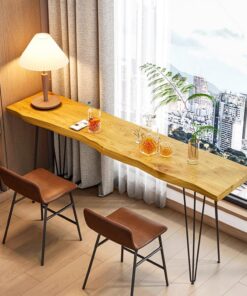 Mesa de bar cuadrada Mesa auxiliar para exteriores Mesa alta con base de metal Mesa de cocina industrial con altura de mostrador Barra terraza Mesas Altas Marrón Mesa Barra Cocina Alta Sin taburete(12