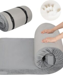 REDCAMP Camping Memory Foam Mattress, Portable Roll Up Travel Mattress Sleeping Pad with Carry Bag for Floor Grey 191x76 /191x97 cm