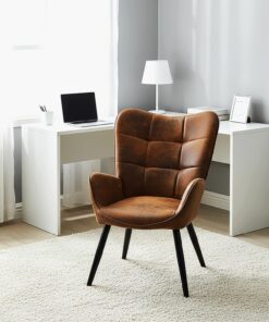 MEUBLE COSY Silla de Escritorio con Reposabrazos, Sillone Ergonómica Acolchada en Gamuza, Asiento de Trabajo Cómodo para Oficina, Home Office o Estudio, Gamuza