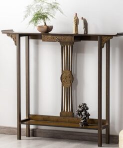Genérico Mesa Consola Estilo casa de Campo con Almacenamiento, Mesa Auxiliar Estrecha de Dos Niveles para recibidor con cajón, Elegante Estante para la decoración de la Sala de Estar y el Pasillo.